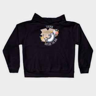 Think outside the box cute funny cat lover Kids Hoodie